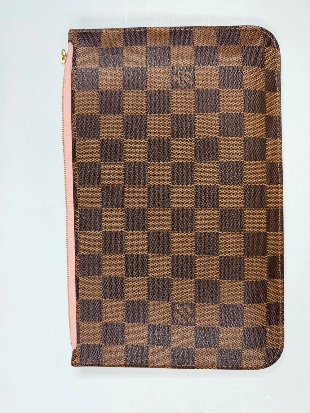 LOUIS VUITTON Damier Ebene Neverfull MM GM Pochette Rose Ballerine